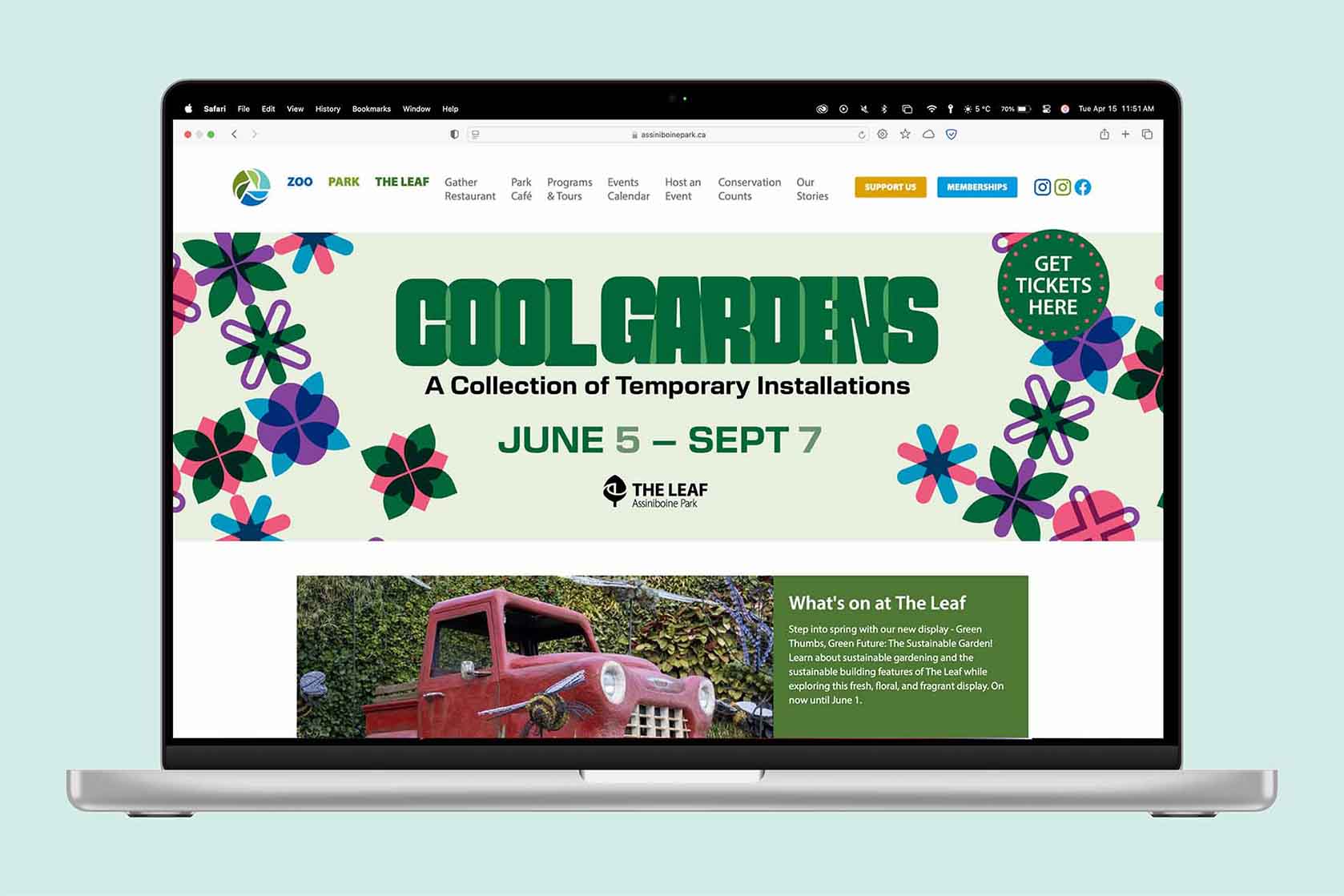 Banner for Cool Gardens on the Assiniboine Park website