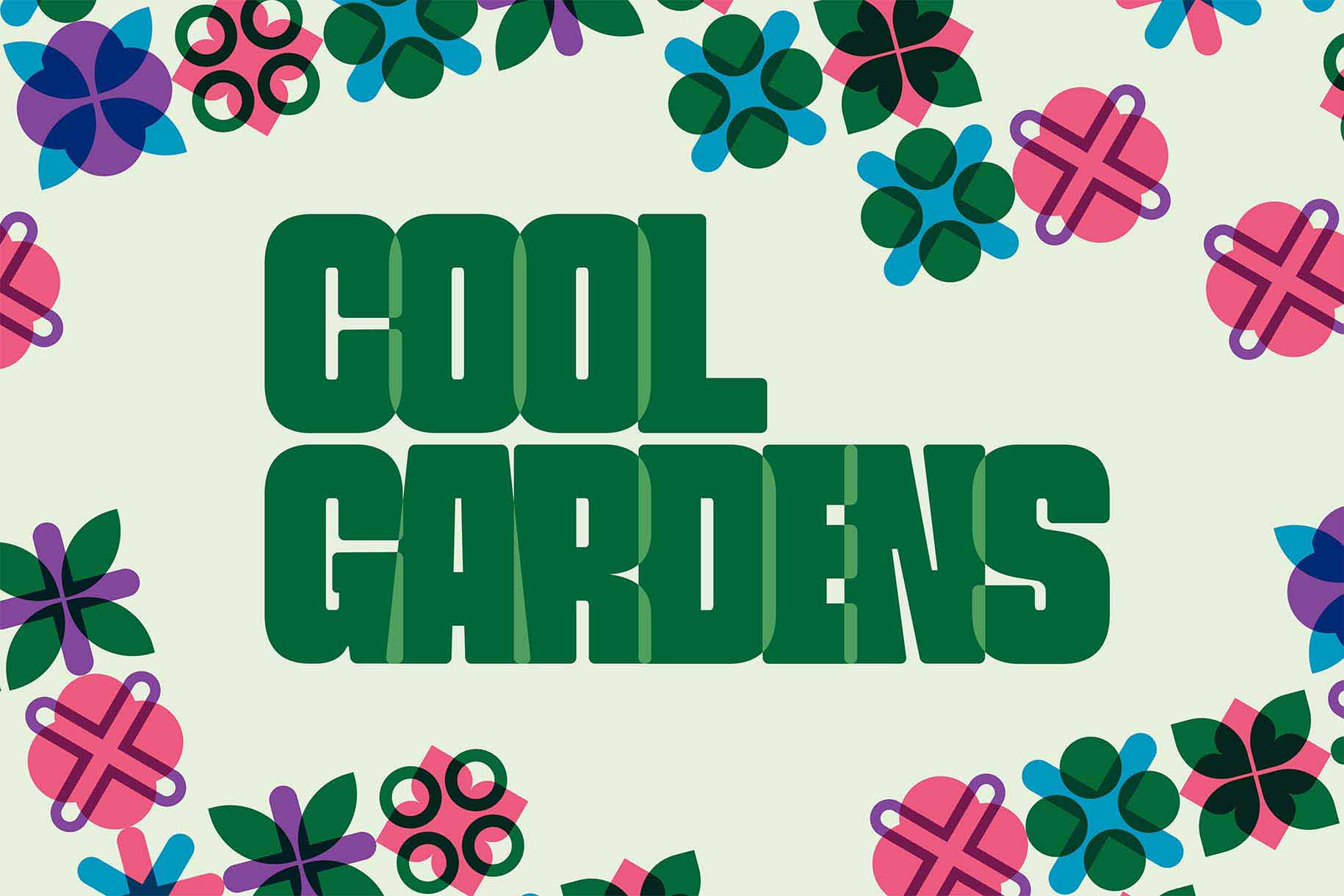 Cool Gardens logo with flower graphics
