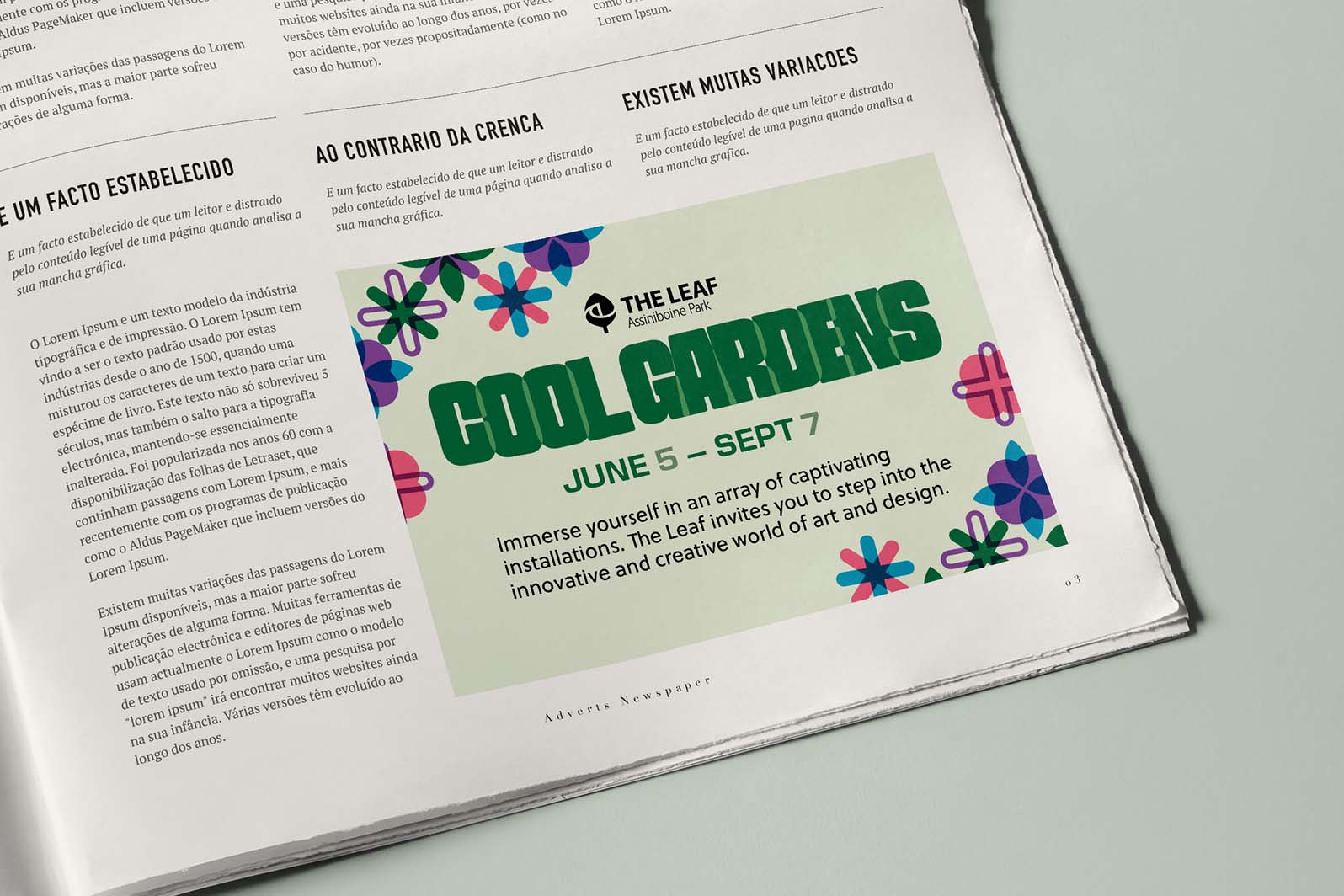 Newspaper ad for the Cool Gardens Event